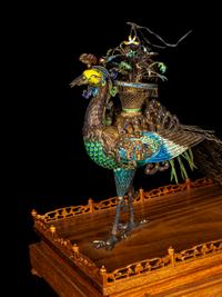A Pair of Chinese Export Embellished Silver Filigree Figure of Phoenix