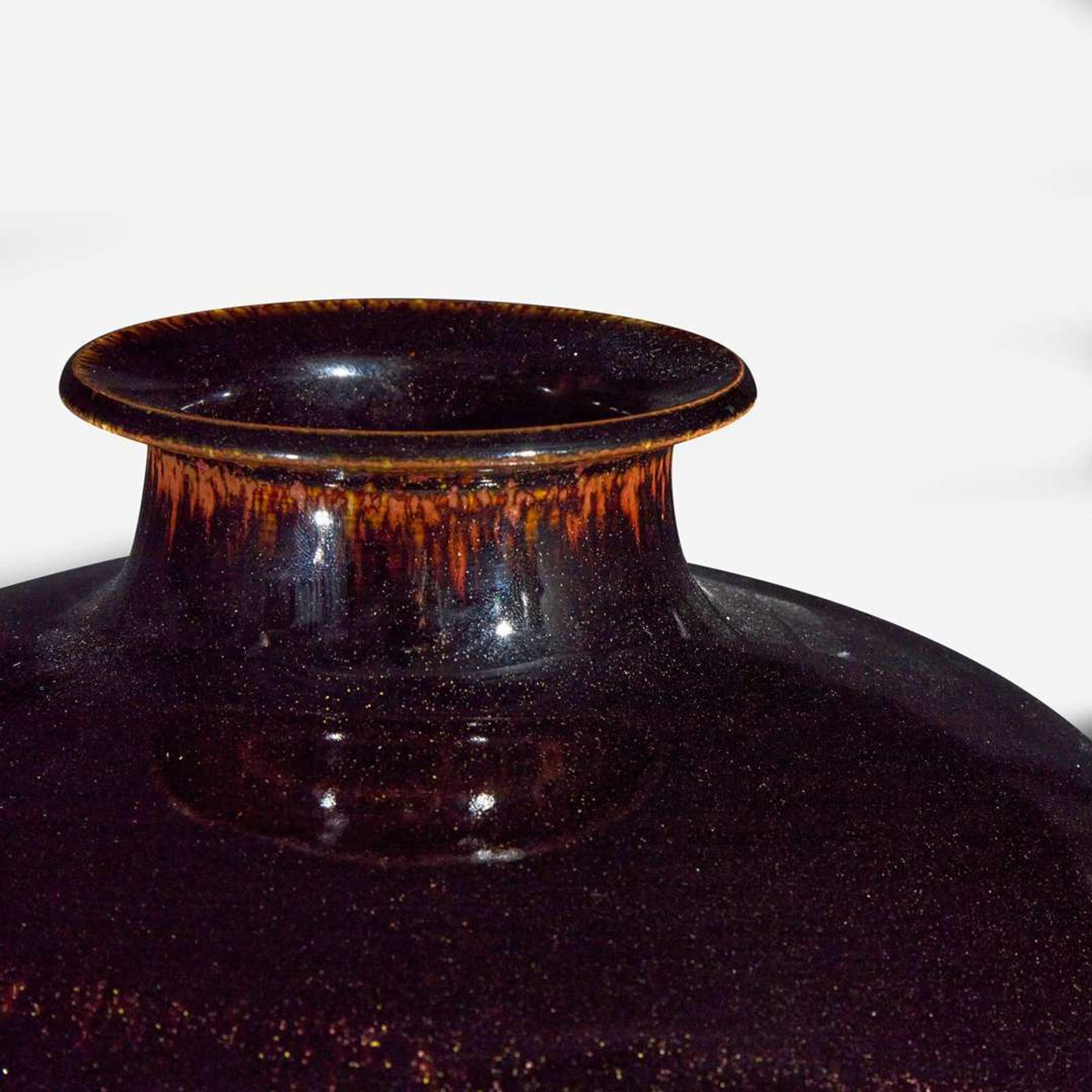 Brother Thomas Bezanson (Canadian-American, 1929-2007) Large Vase in Honan Tenmoku Glaze, USA, after 1985
