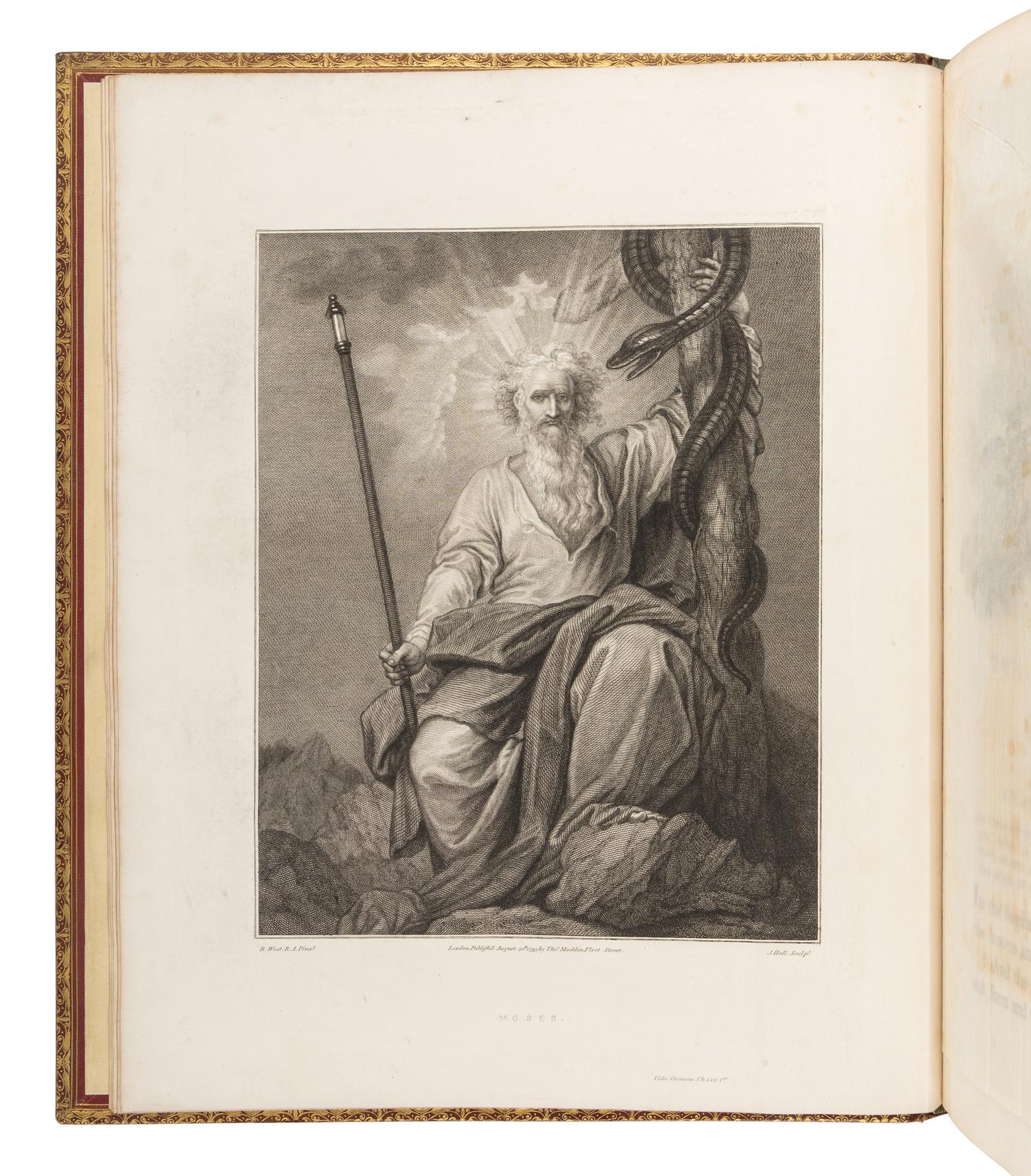 [BIBLE, in English] -- [THE MACKLIN BIBLE]. The Old [and New] Testament, embellished with Engravings, from Pictures and Designs by the Most Eminent English Artists . London: Thomas Bensley for Thomas Macklin, 1800.