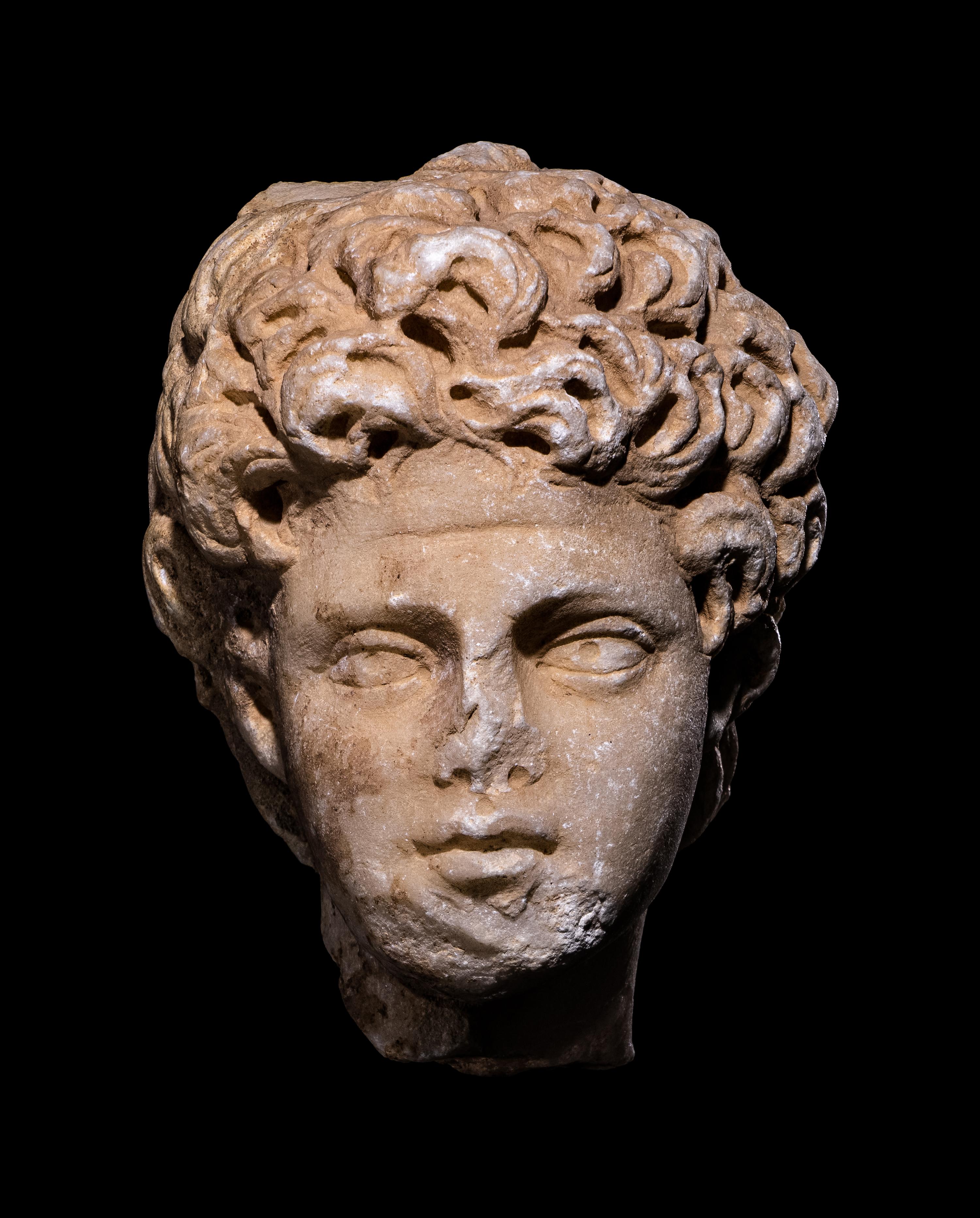 A Roman Marble Portrait Head of a Male Youth