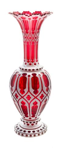 A Bohemian Cased Glass Vase Height 19 1/2 inches. — LATE 19TH/EARLY 20TH CENTURY
