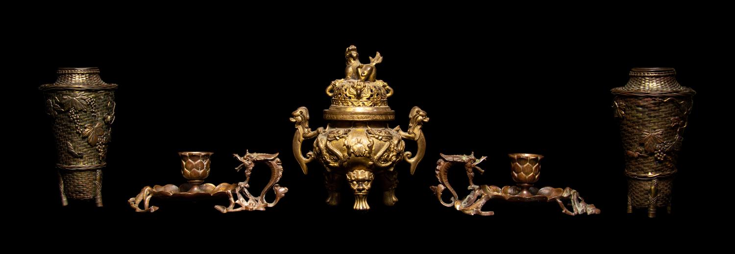 Six Chinese and Japanese Bronze Articles