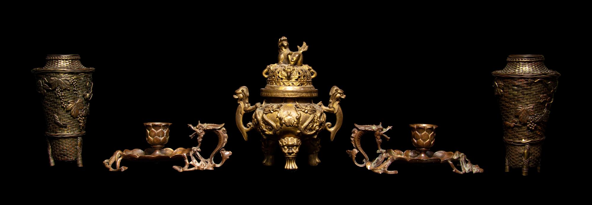 Six Chinese and Japanese Bronze Articles