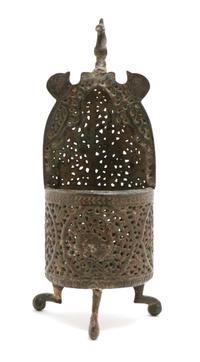 A Persian Openworked Iron Incense Burner, Height 10 inches.