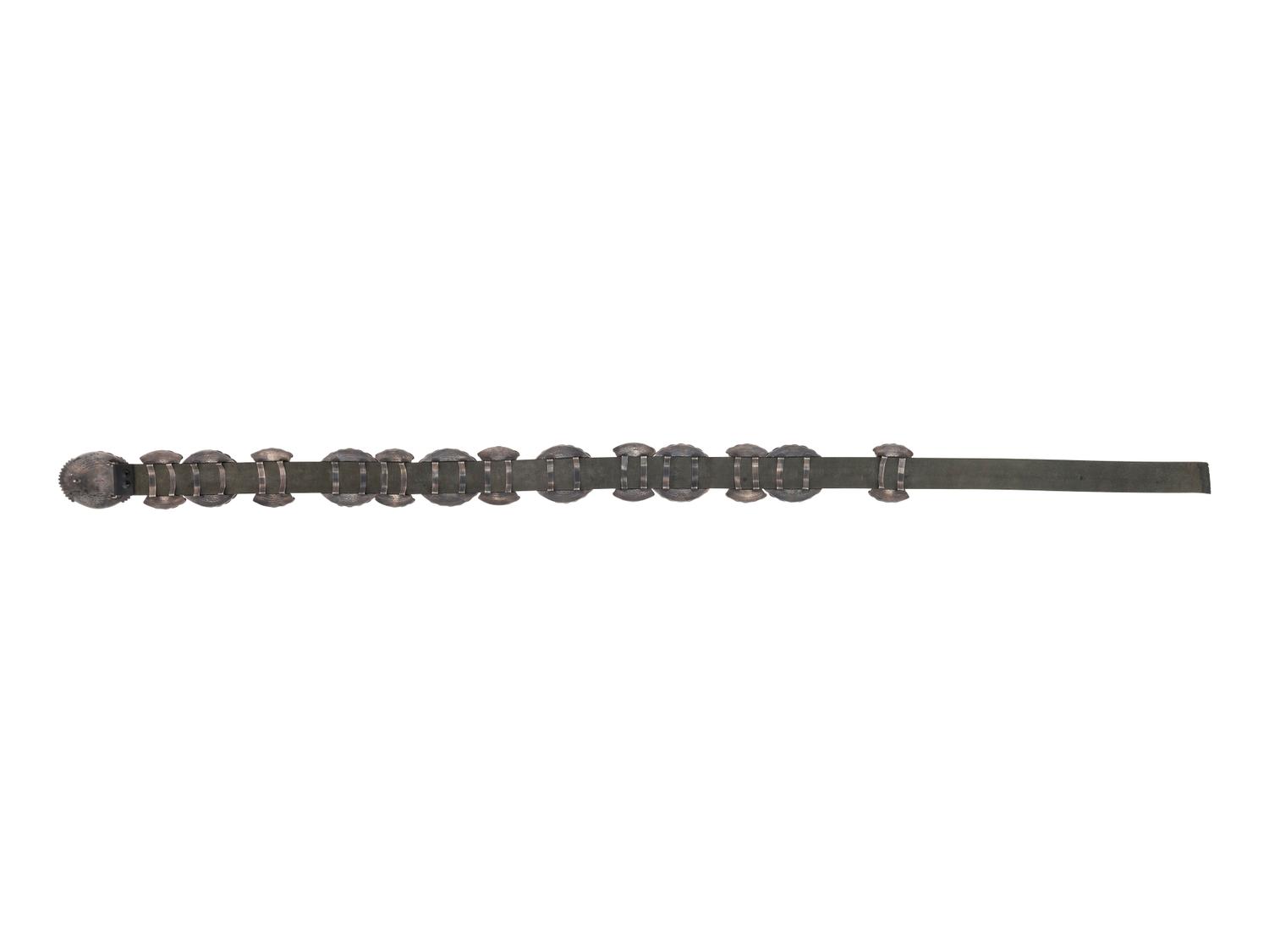 Sterling Silver and Coral Cluster Concha Belt