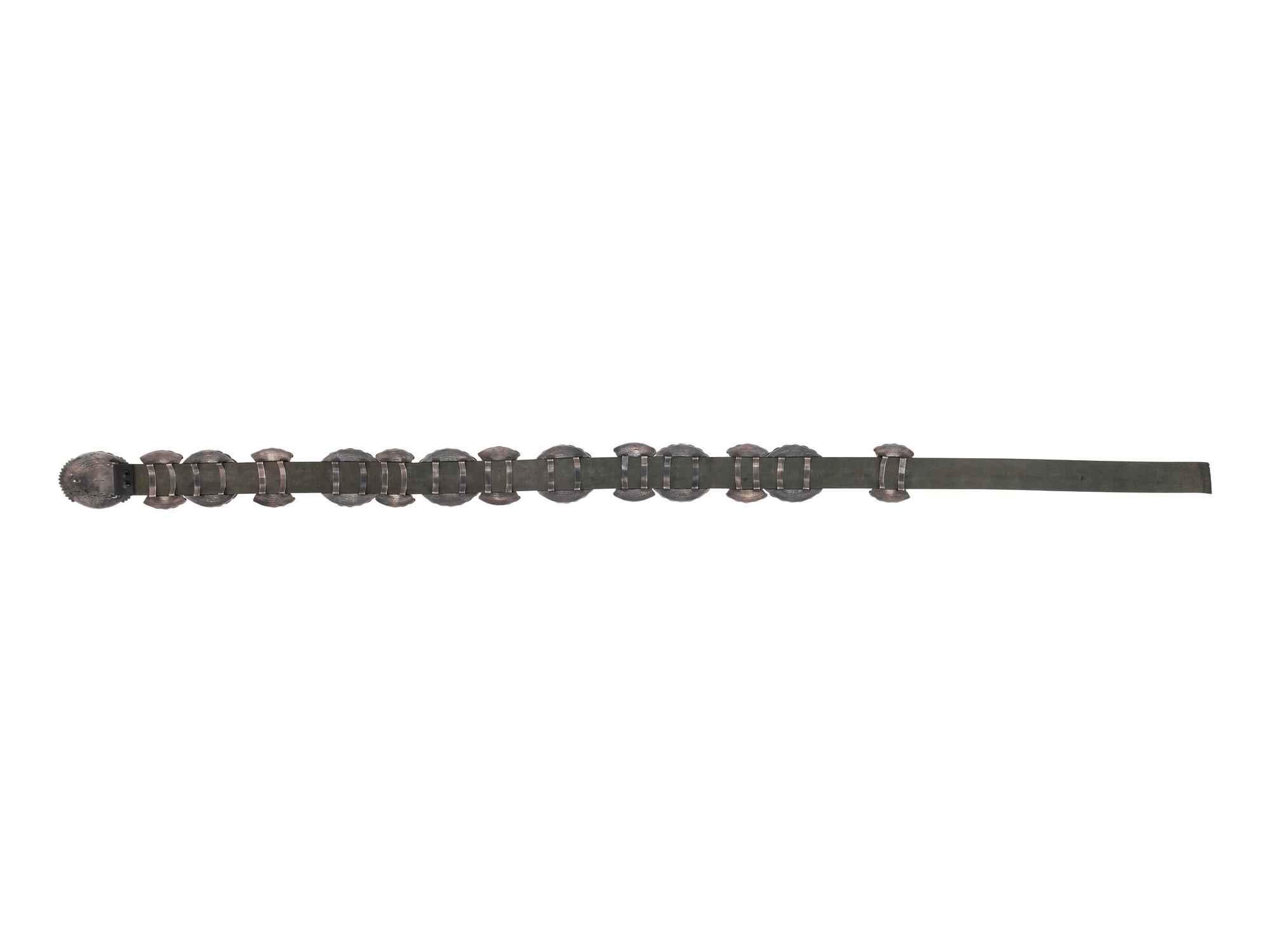 Sterling Silver and Coral Cluster Concha Belt
