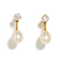DIAMOND AND CULTURED PEARL EARRINGS