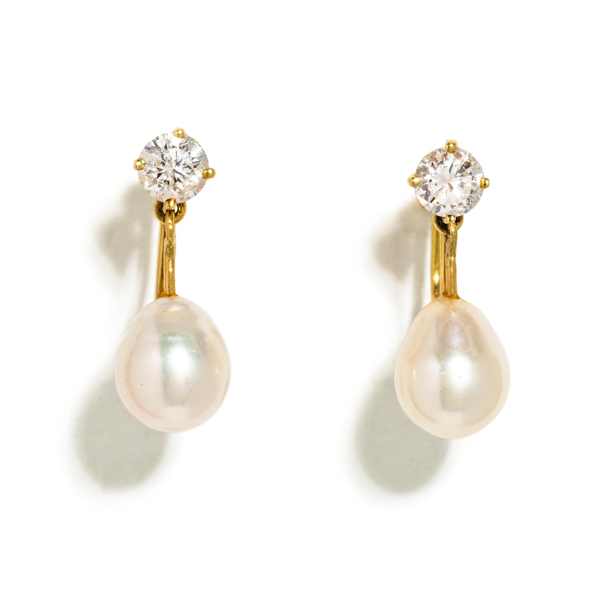 DIAMOND AND CULTURED PEARL EARRINGS
