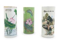 Three Chinese Famille Rose Porcelain Hat Stands