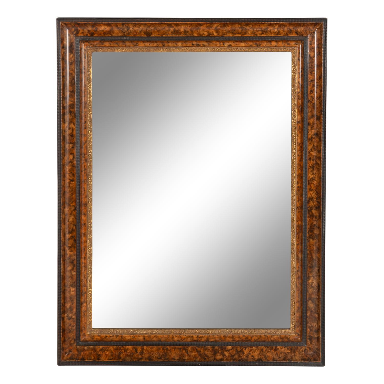 A Dutch Style Grain-Painted, Parcel Gilt and Ripple-Molded Mirror