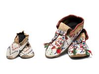Sioux and Cheyenne Beaded Hide Moccasins
