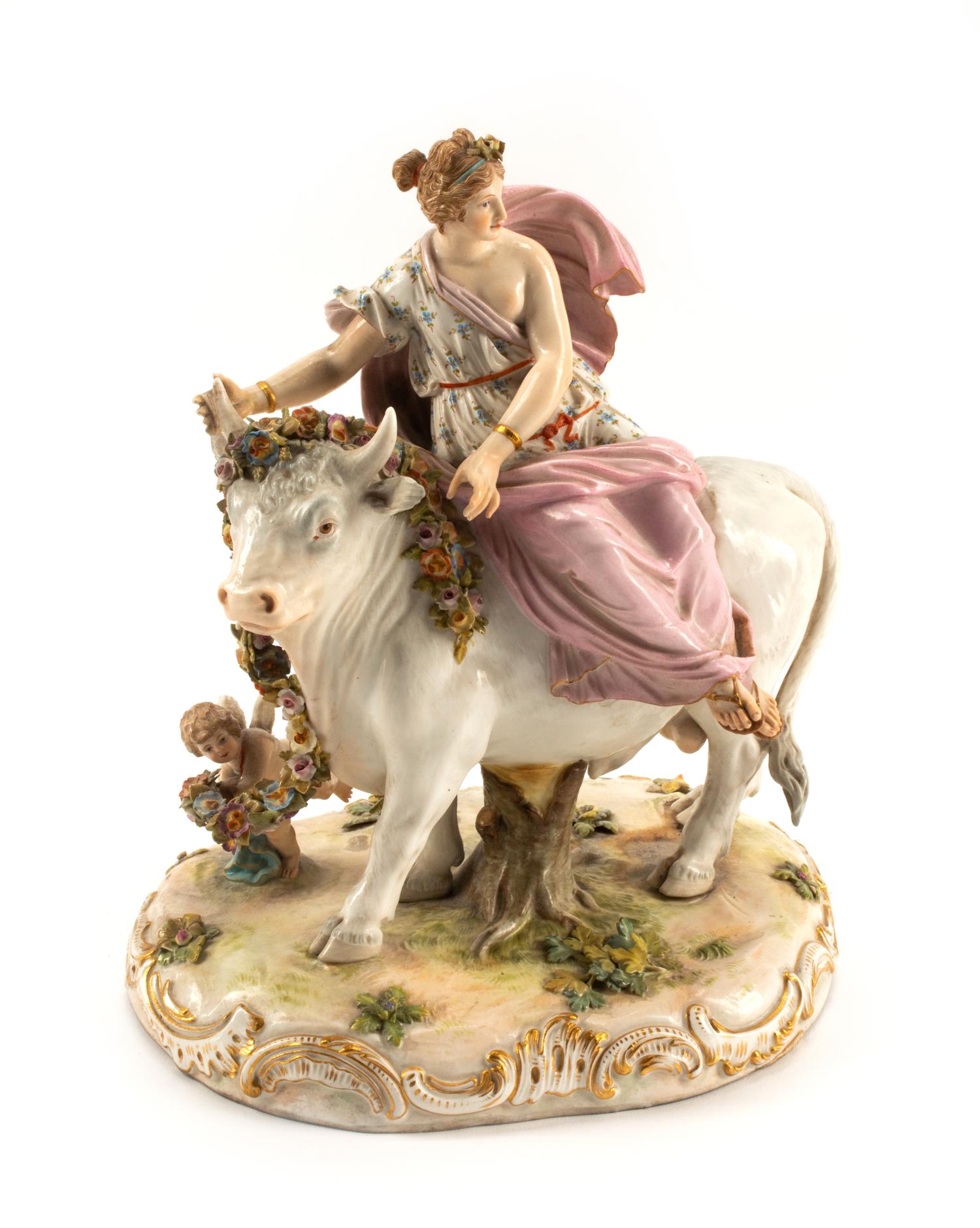 A Meissen Porcelain Figural Group of Europa and the Bull