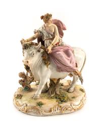 A Meissen Porcelain Figural Group of Europa and the Bull