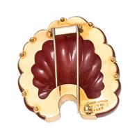 SEAMAN SCHEPPS, YELLOW GOLD AND CARNELIAN BROOCH