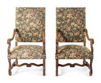 A Pair of Louis XIV Style Beechwood Armchairs