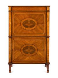 A George III Satinwood, Tulipwood and Amaranth Marquetry Fall-Front Secrétaire