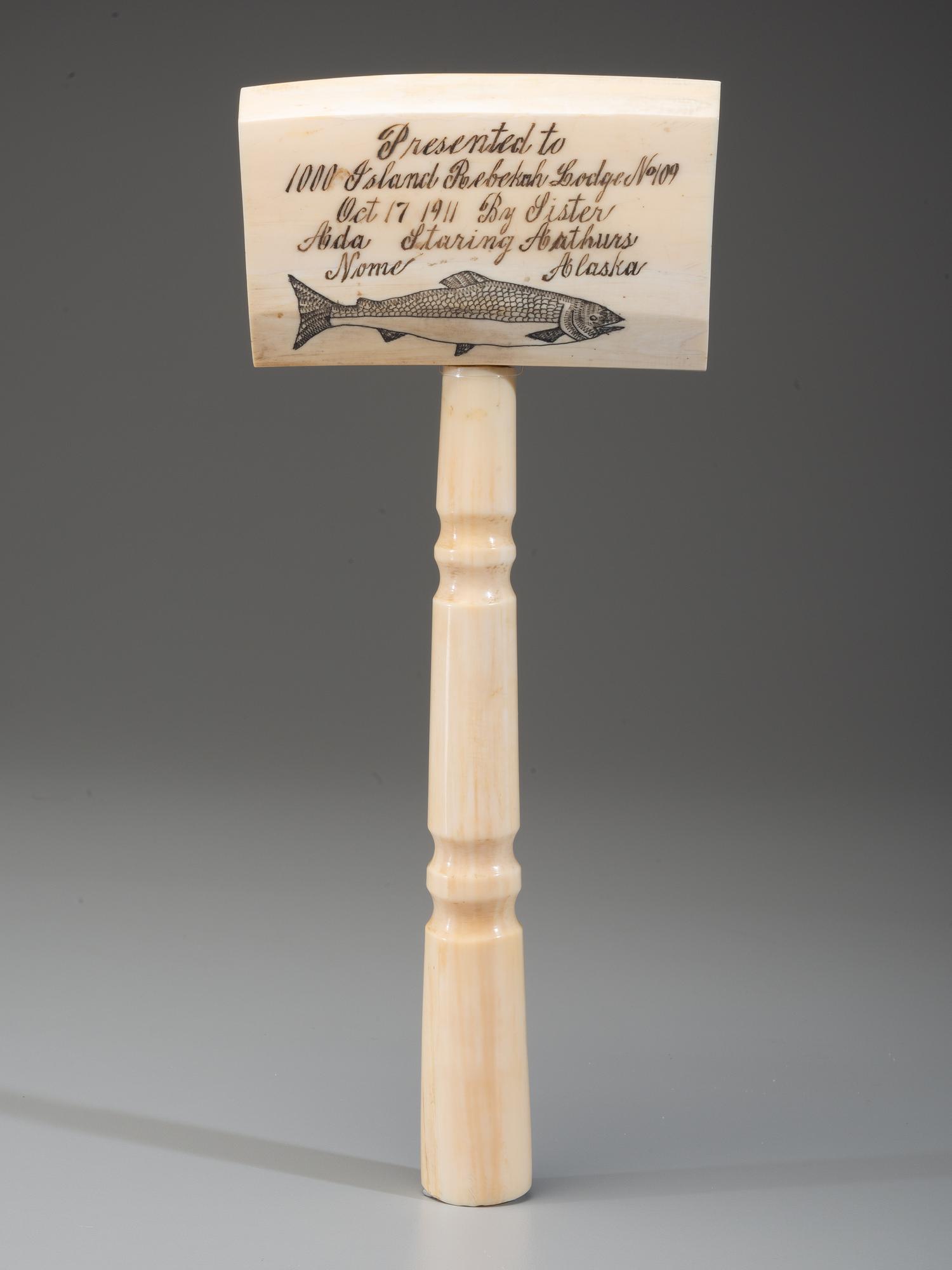 A Scrimshaw Presentation Gavel