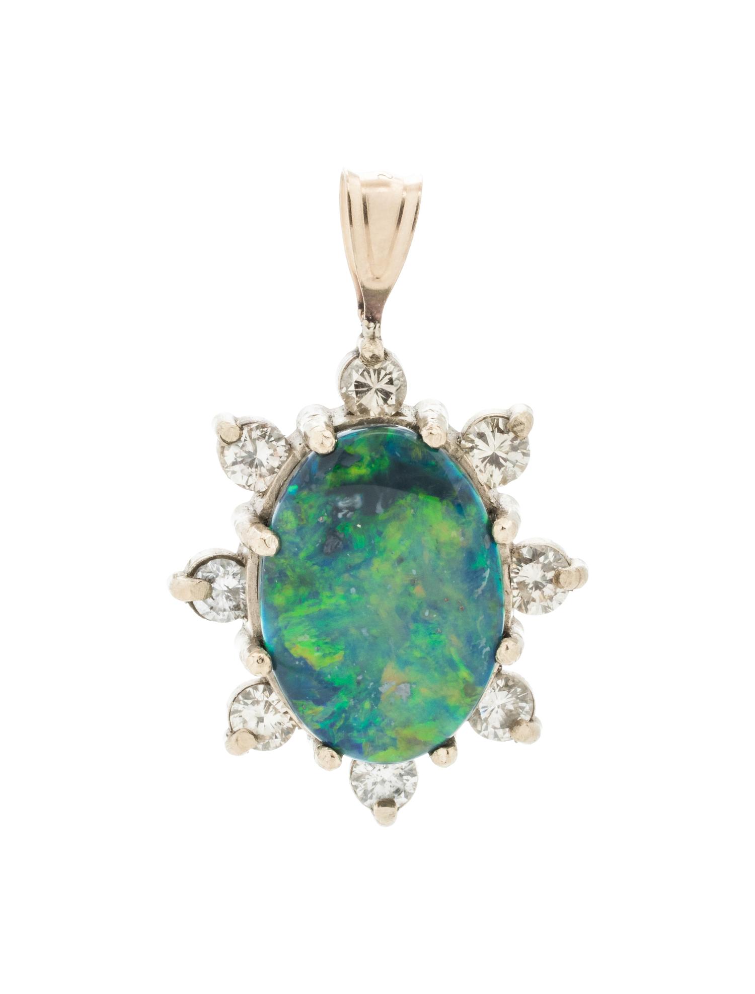 BLACK OPAL AND DIAMOND PENDANT