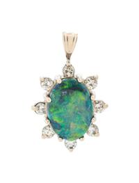 BLACK OPAL AND DIAMOND PENDANT