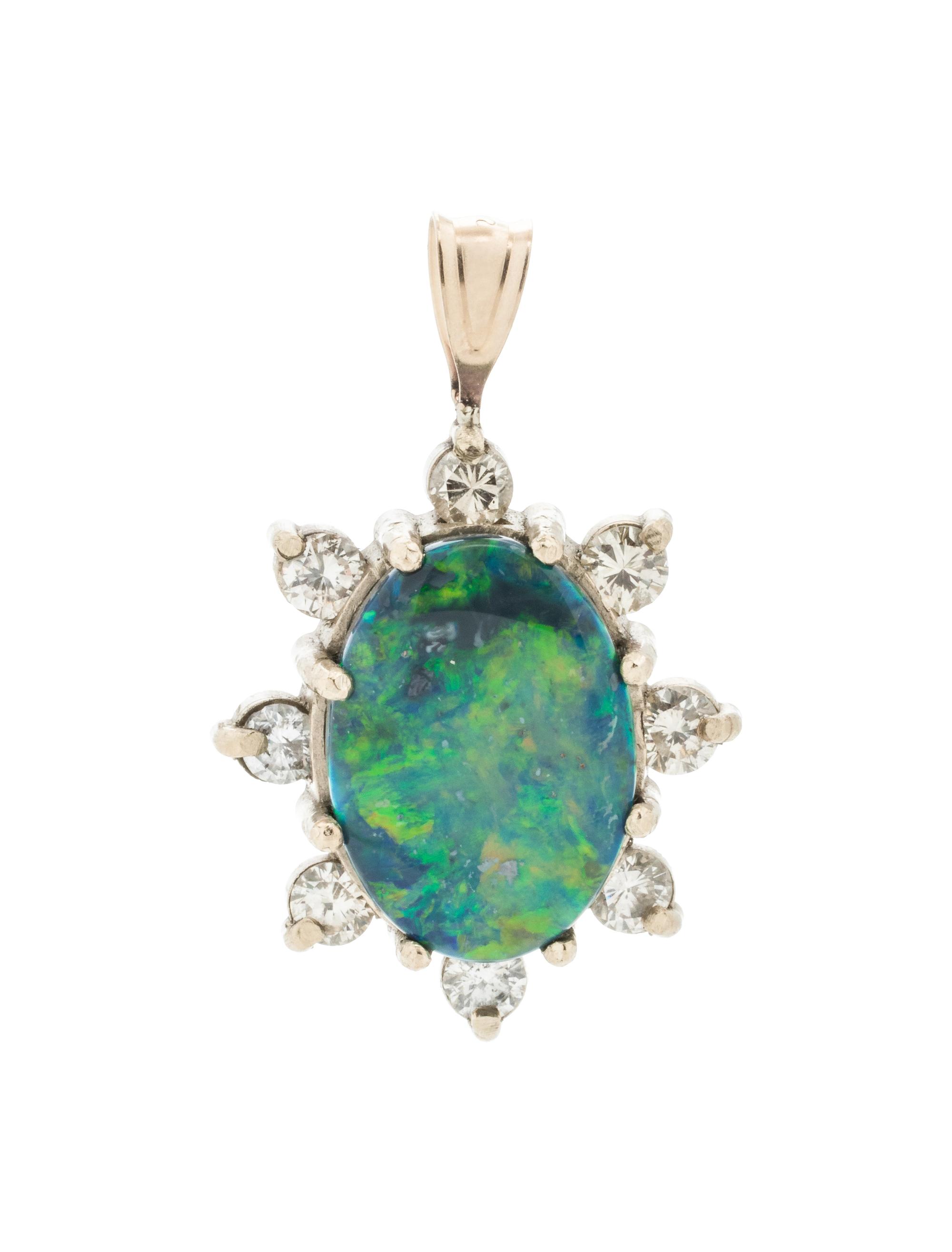 BLACK OPAL AND DIAMOND PENDANT