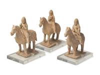 Three Chinese Pottery Equestrian Musician Figures