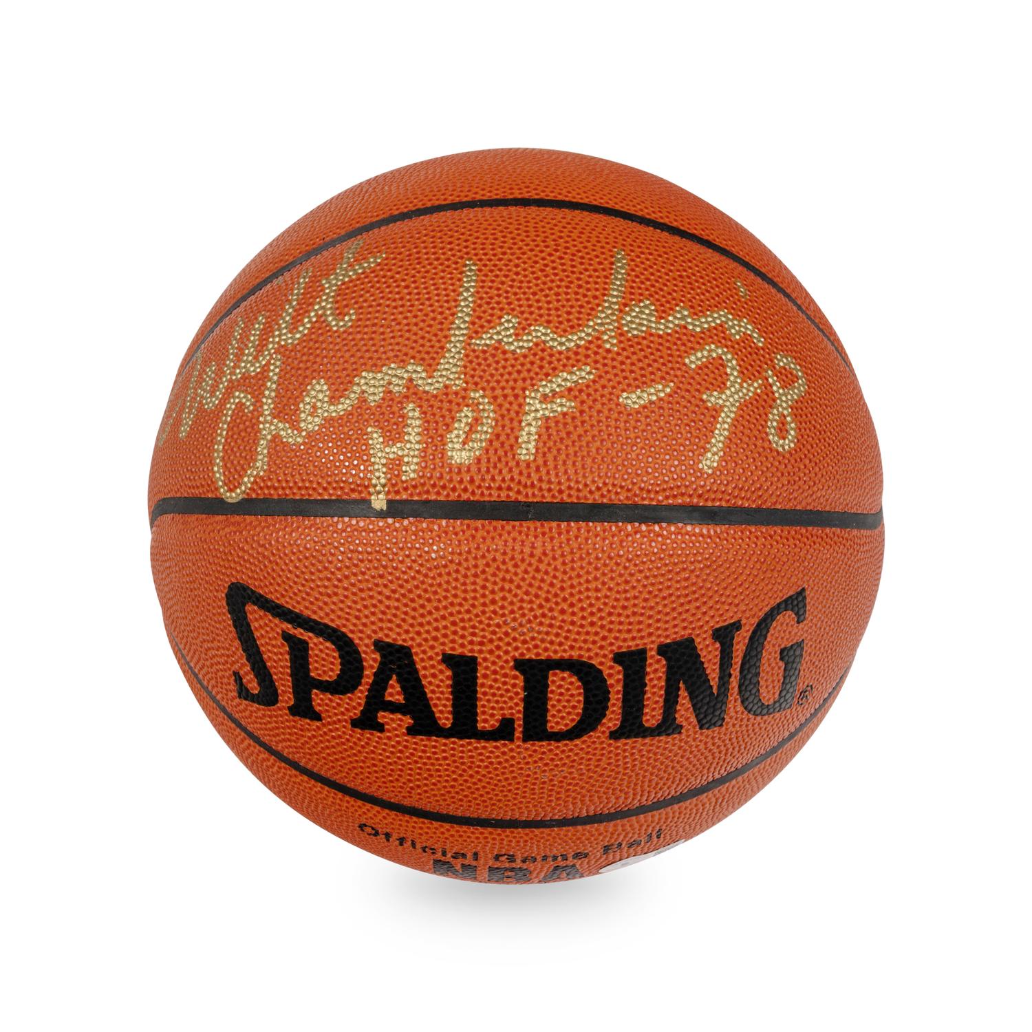 A Wilt Chamberlain Signed Autograph Basketball (Beckett Authentication Services BAS Certified),