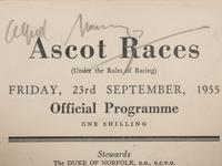 Ascot Race Card with a Sketch of Jockeys and Owners