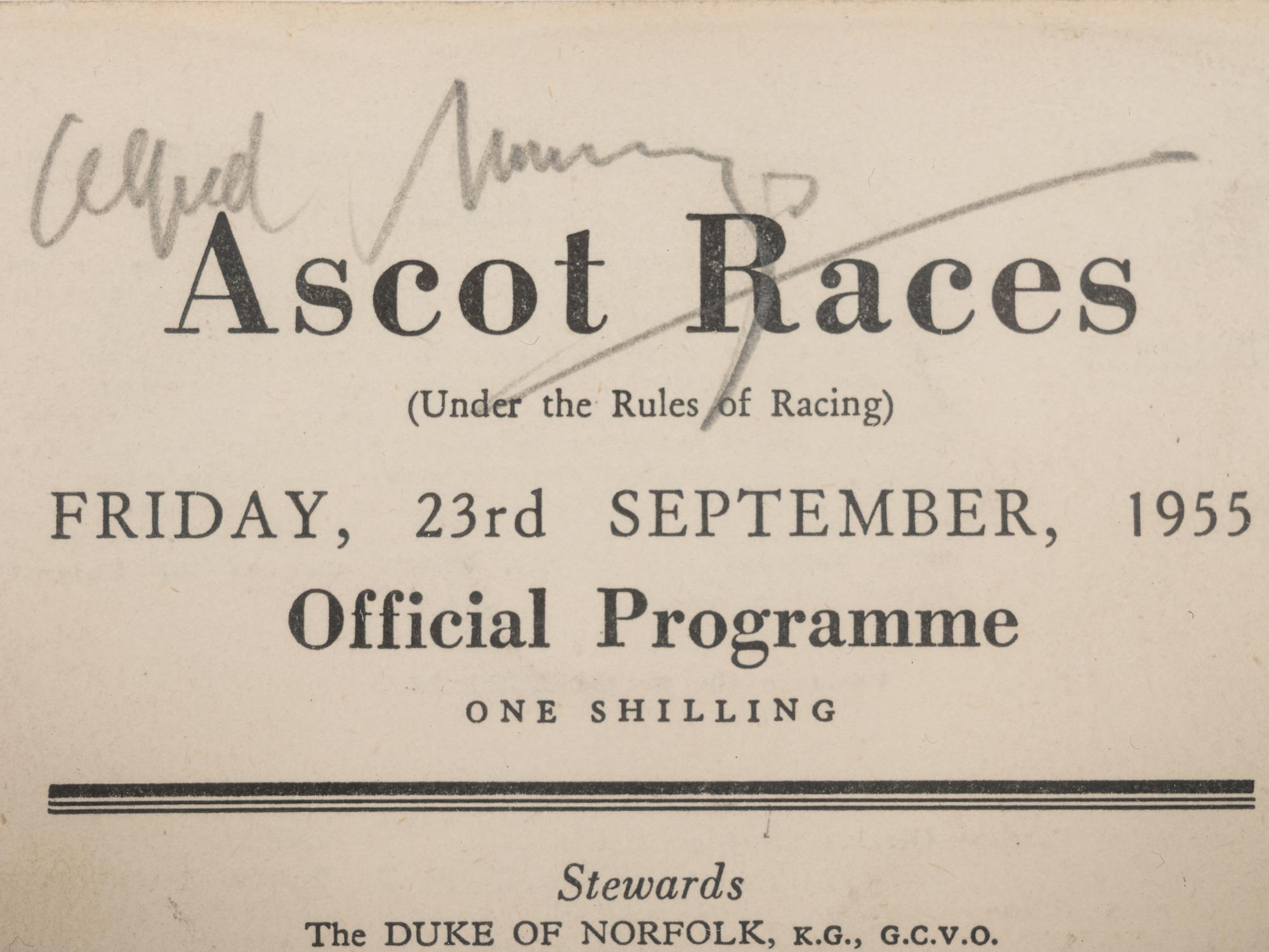 Ascot Race Card with a Sketch of Jockeys and Owners