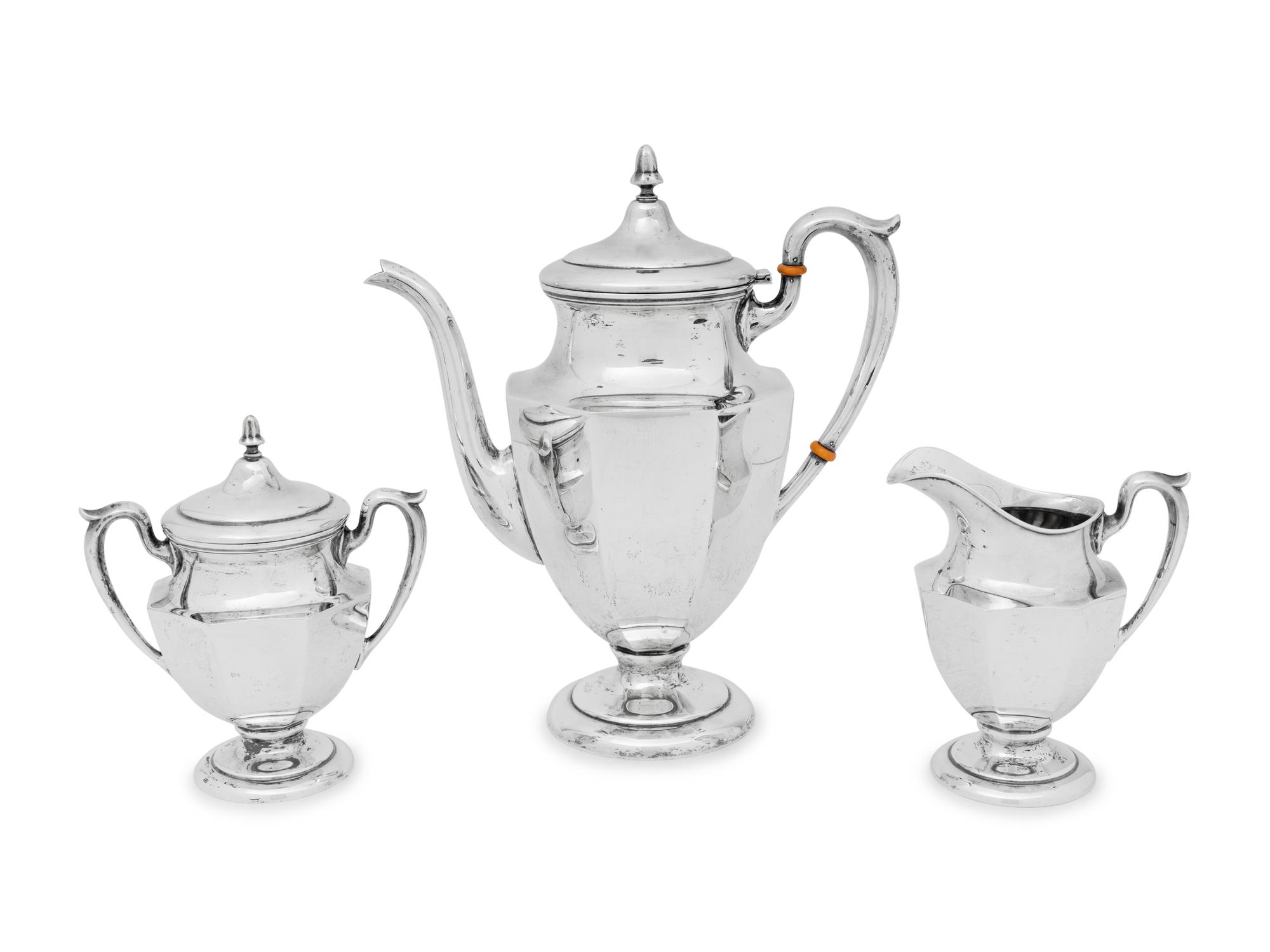 An American Silver Three-Piece Coffee Service
