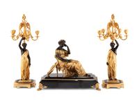 A Gilt and Patinated Bronze Figural Garniture after Jean Jules Salmson