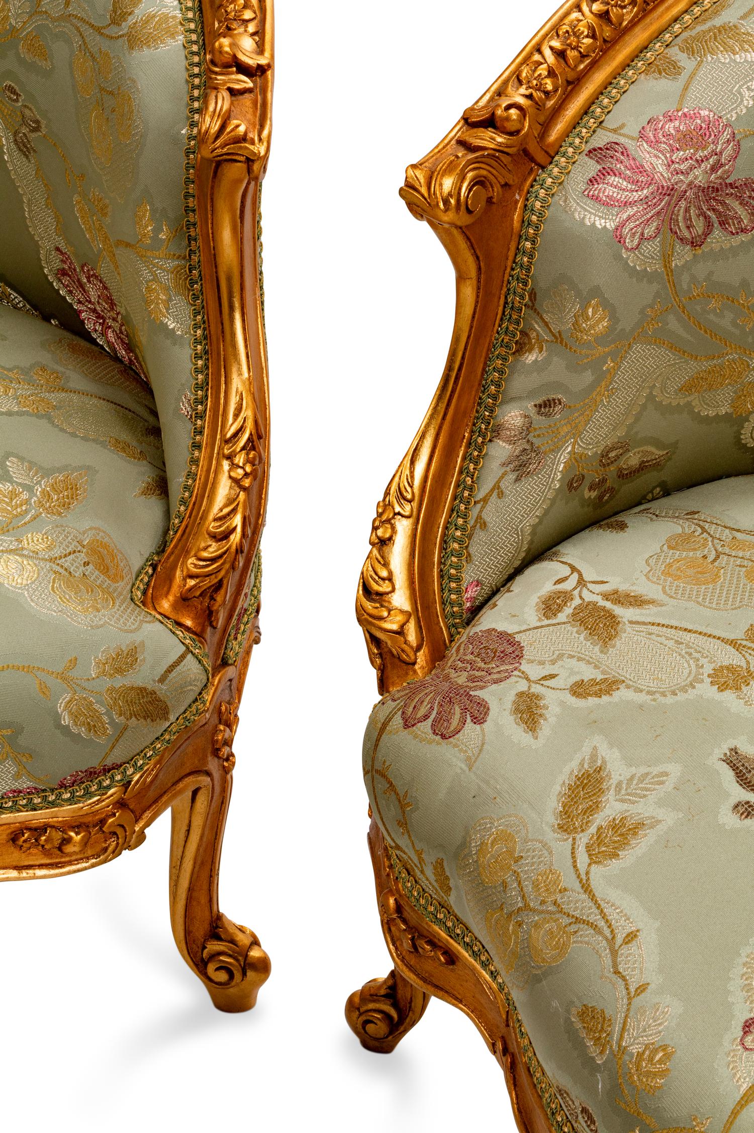 A Pair of Louis XV Style Giltwood Petit Canapes