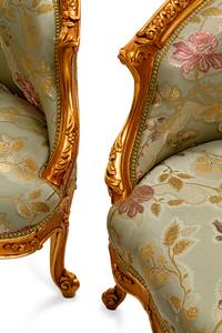 A Pair of Louis XV Style Giltwood Petit Canapes
