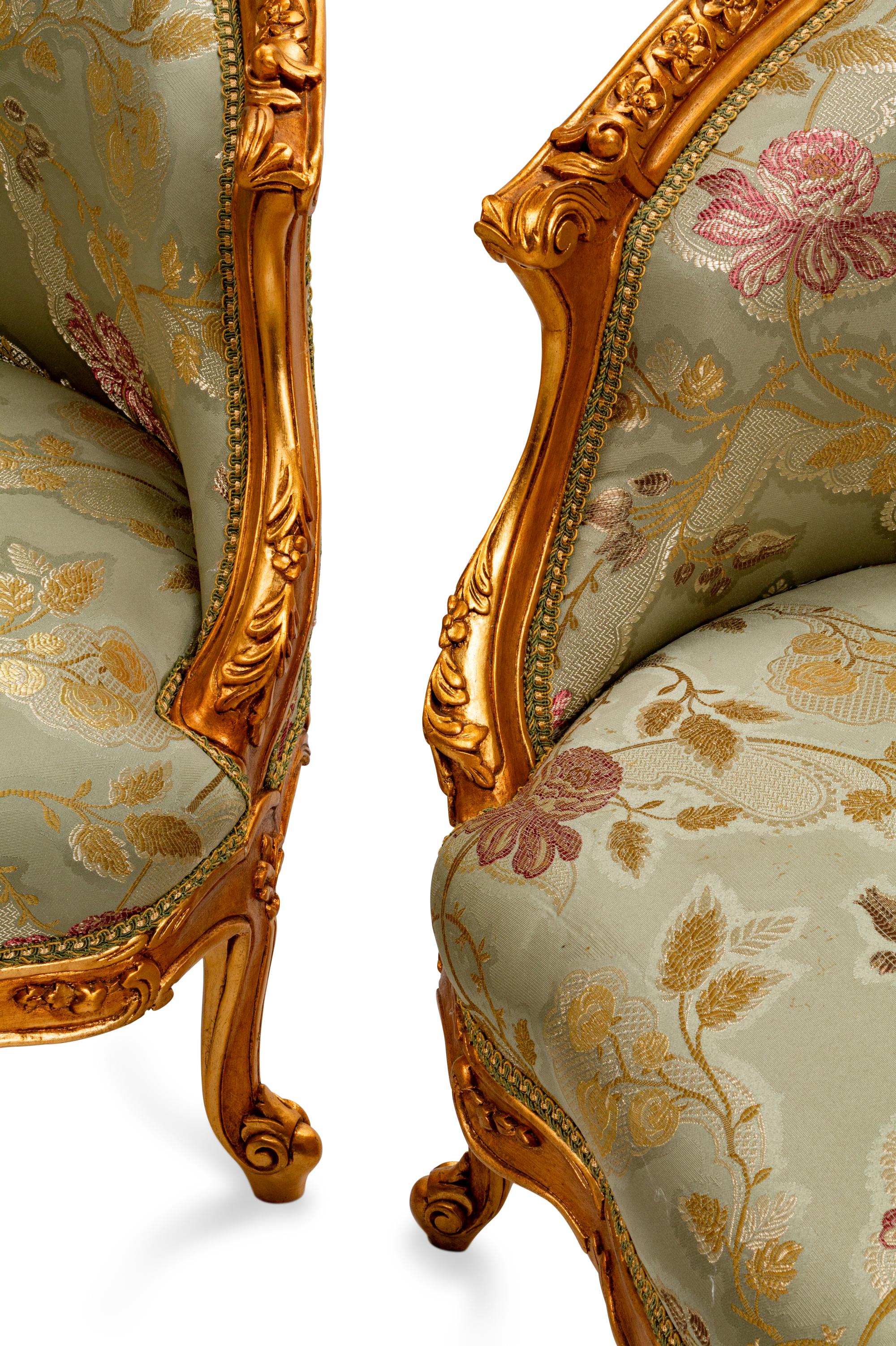 A Pair of Louis XV Style Giltwood Petit Canapes