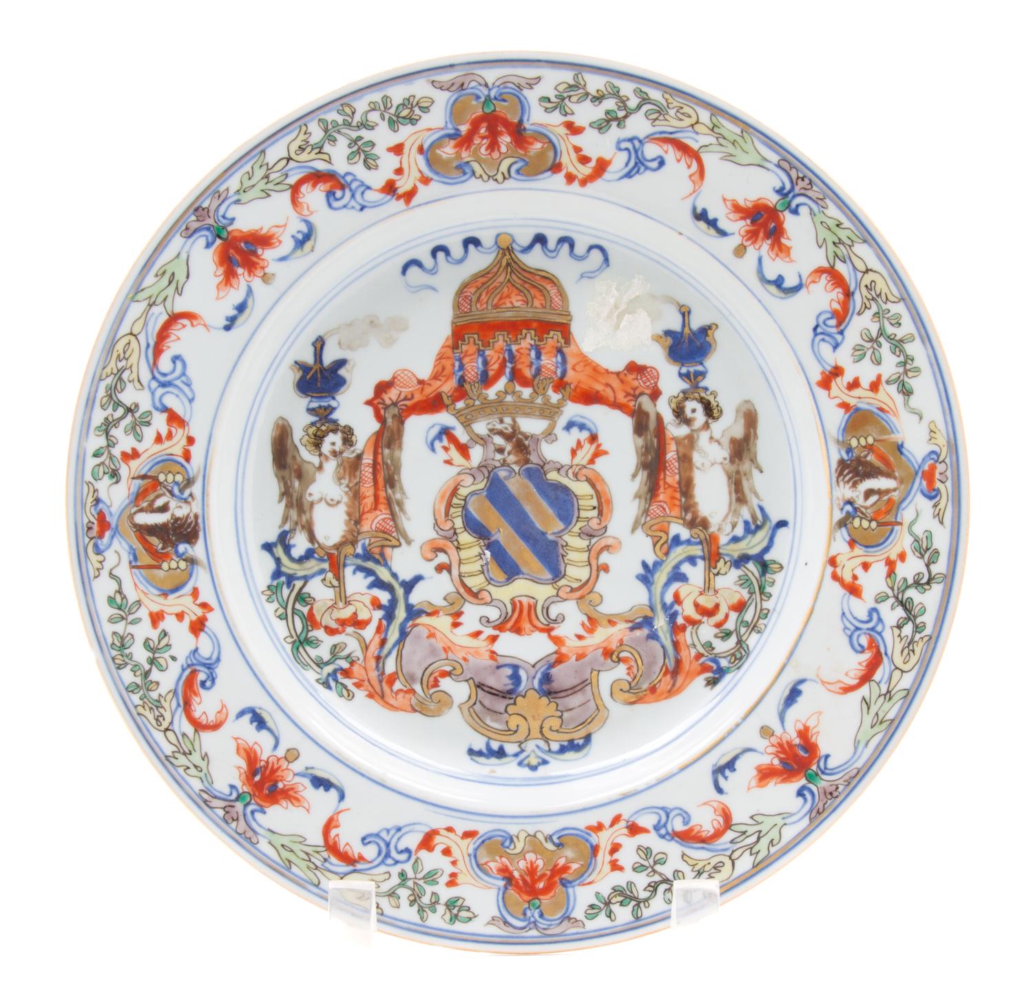 A Chinese Portuguese Market Armorial Porcelain Plate FIRST QUARTER 18TH CENTURY Diameter 10 1/2 inches. — FIRST QUARTER 18TH CENTURY