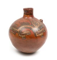 A Pre-Columbian Polychromed Vessel Height 9 x diameter 7 inches.