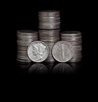 A Collection of Seventy-Six United States Mercury 10c Coins