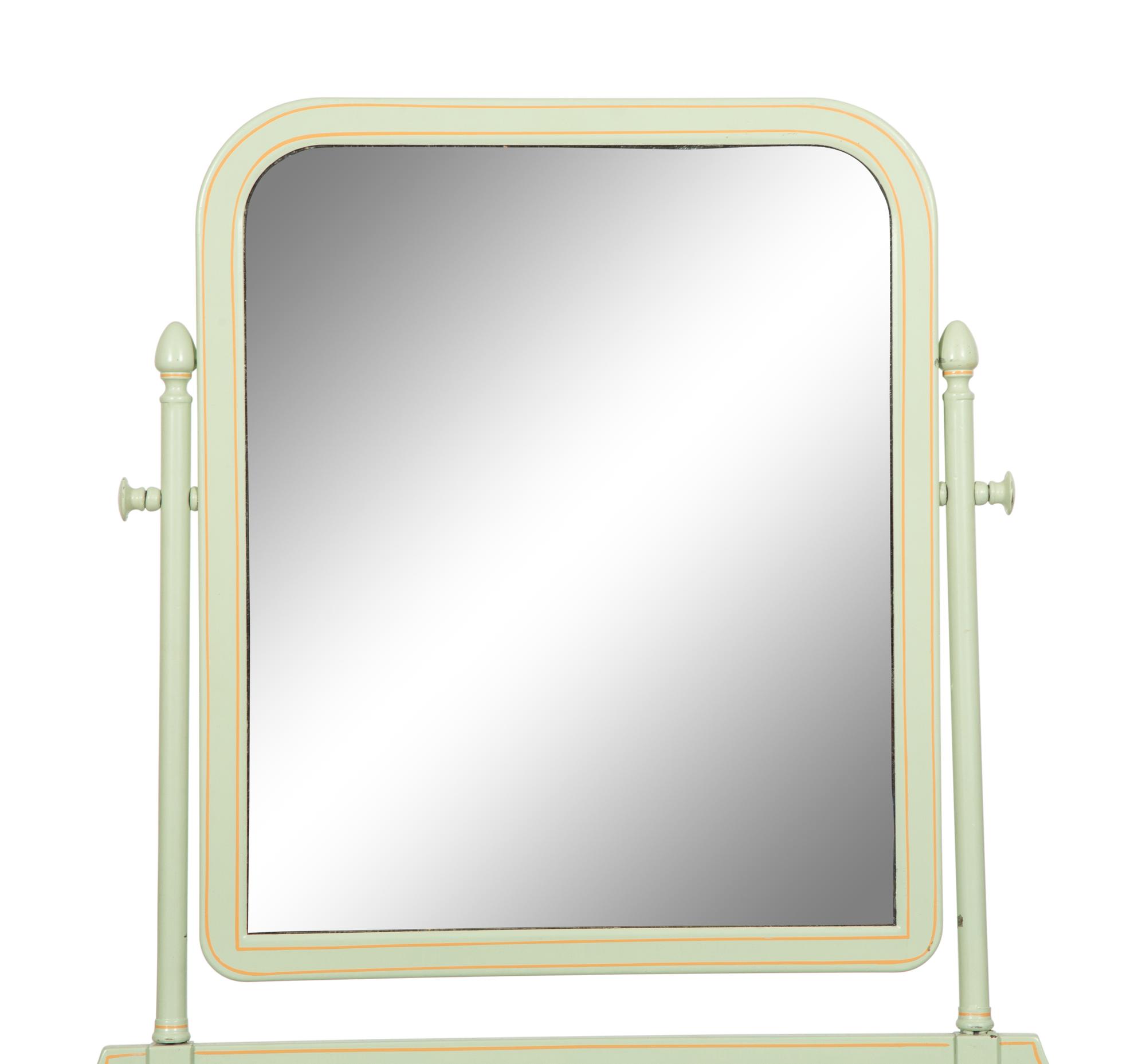 A Painted Metal Chest of Drawers with Dressing Mirror