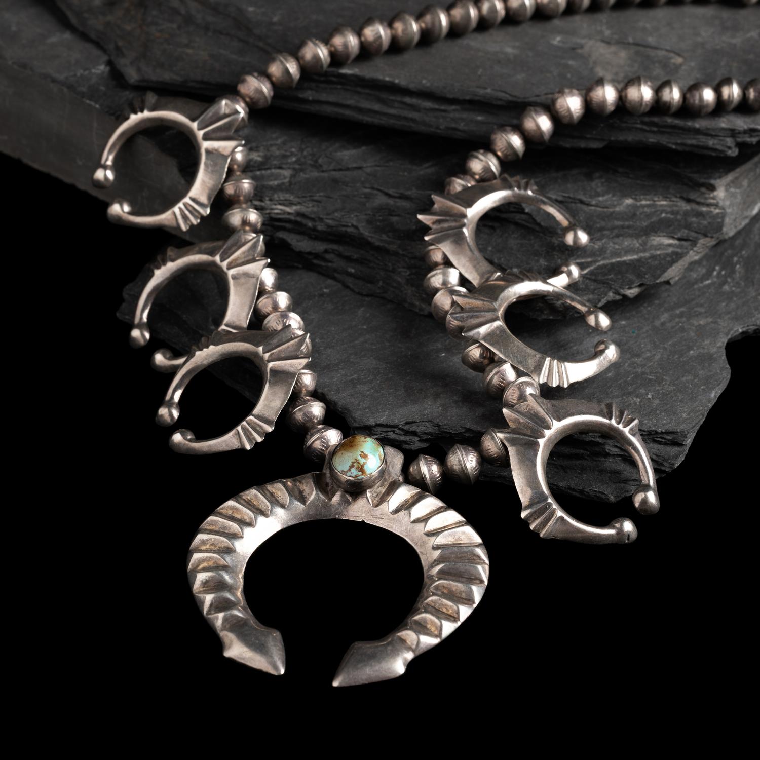 Navajo Sterling Silver Squash Blossom Necklace