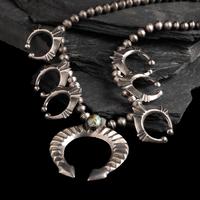 Navajo Sterling Silver Squash Blossom Necklace