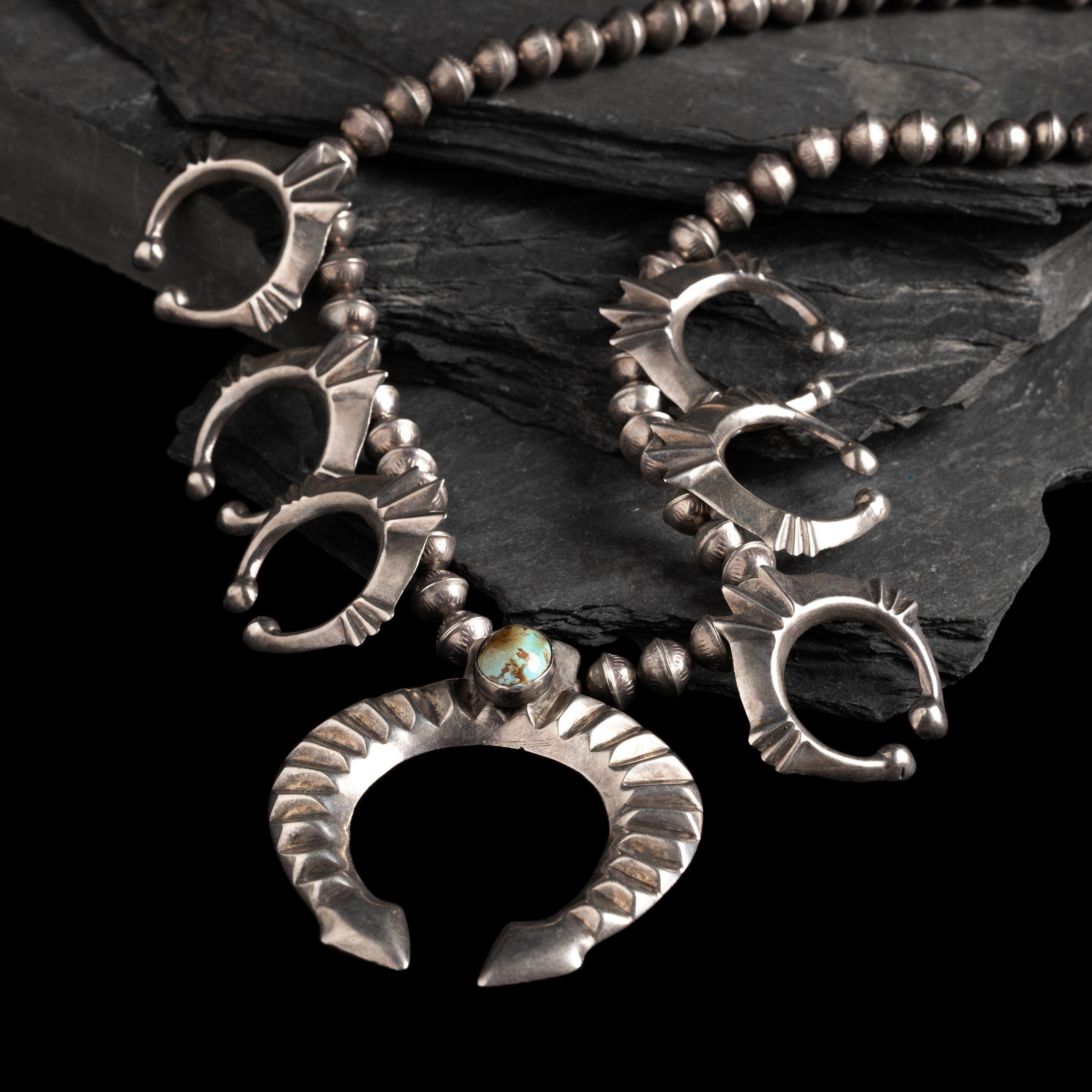 Navajo Sterling Silver Squash Blossom Necklace