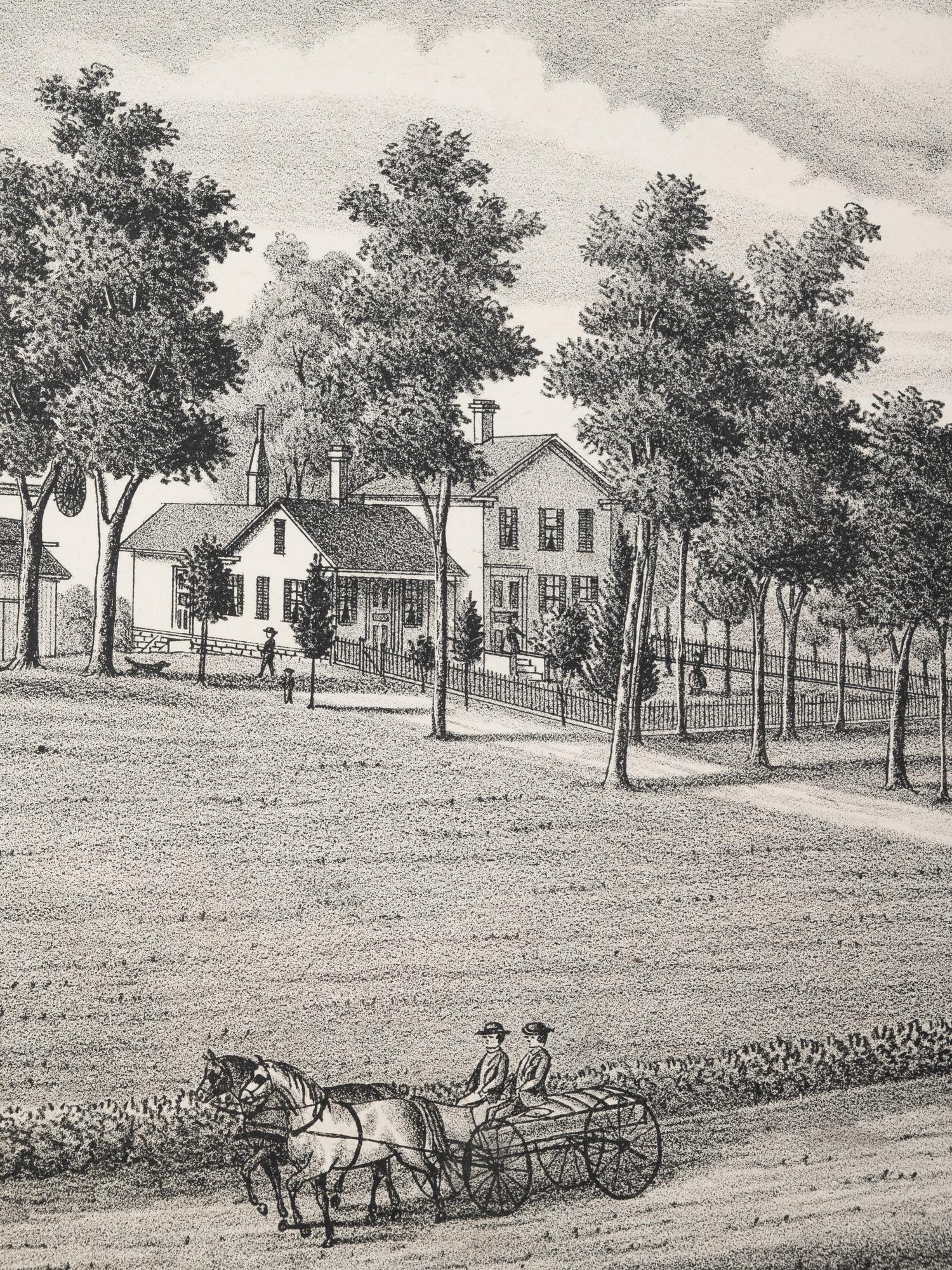 Printed City Views and Farm Scenes of Bloomingdale and Dupage County, Ill. N.p.: N.d. 23 x 21 In. Matted and framed.