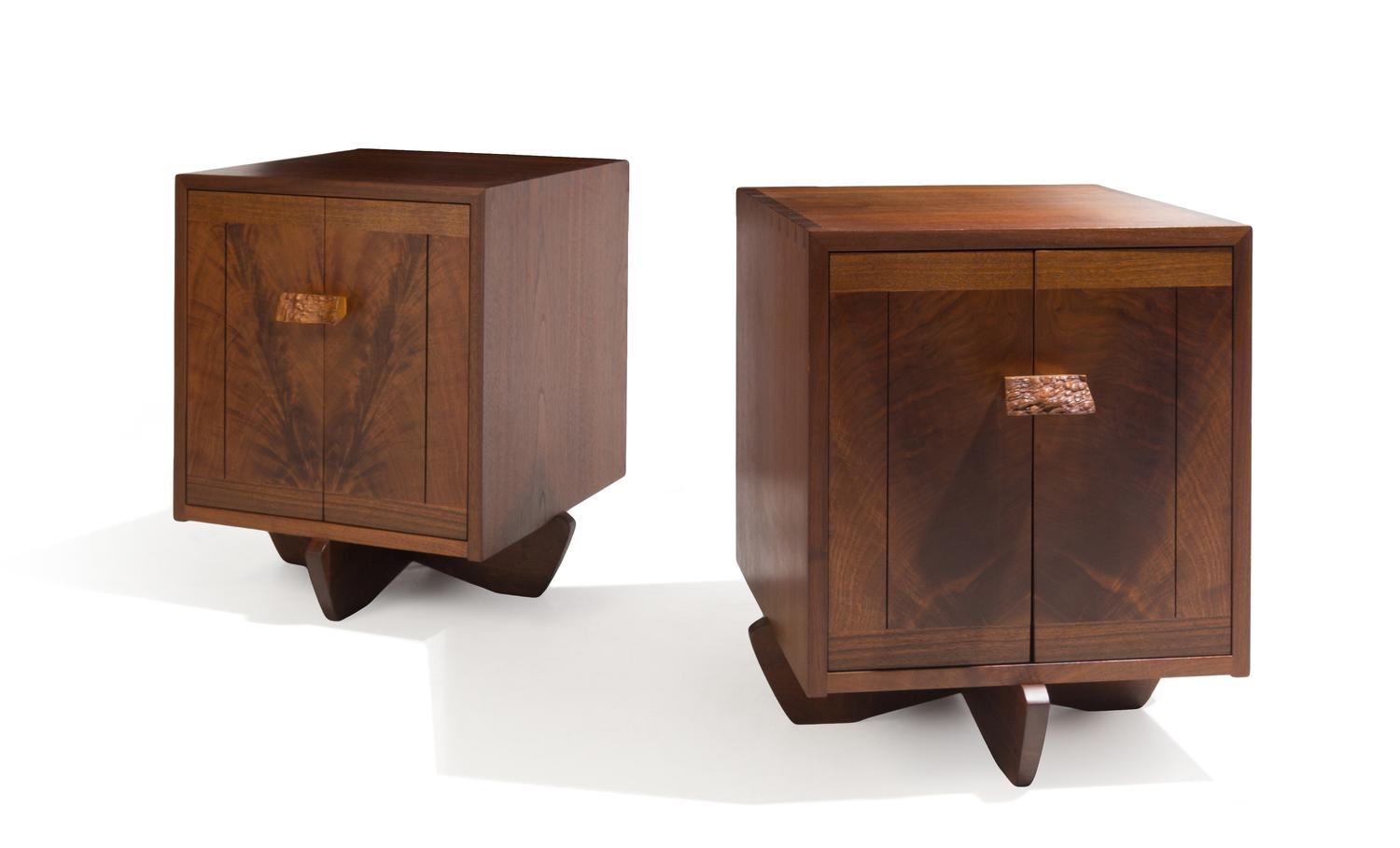 George Nakashima, (Japanese/American, 1905-1990), a rare pair of Kornblut cabinets, executed in a custom size with finished backs, 1989