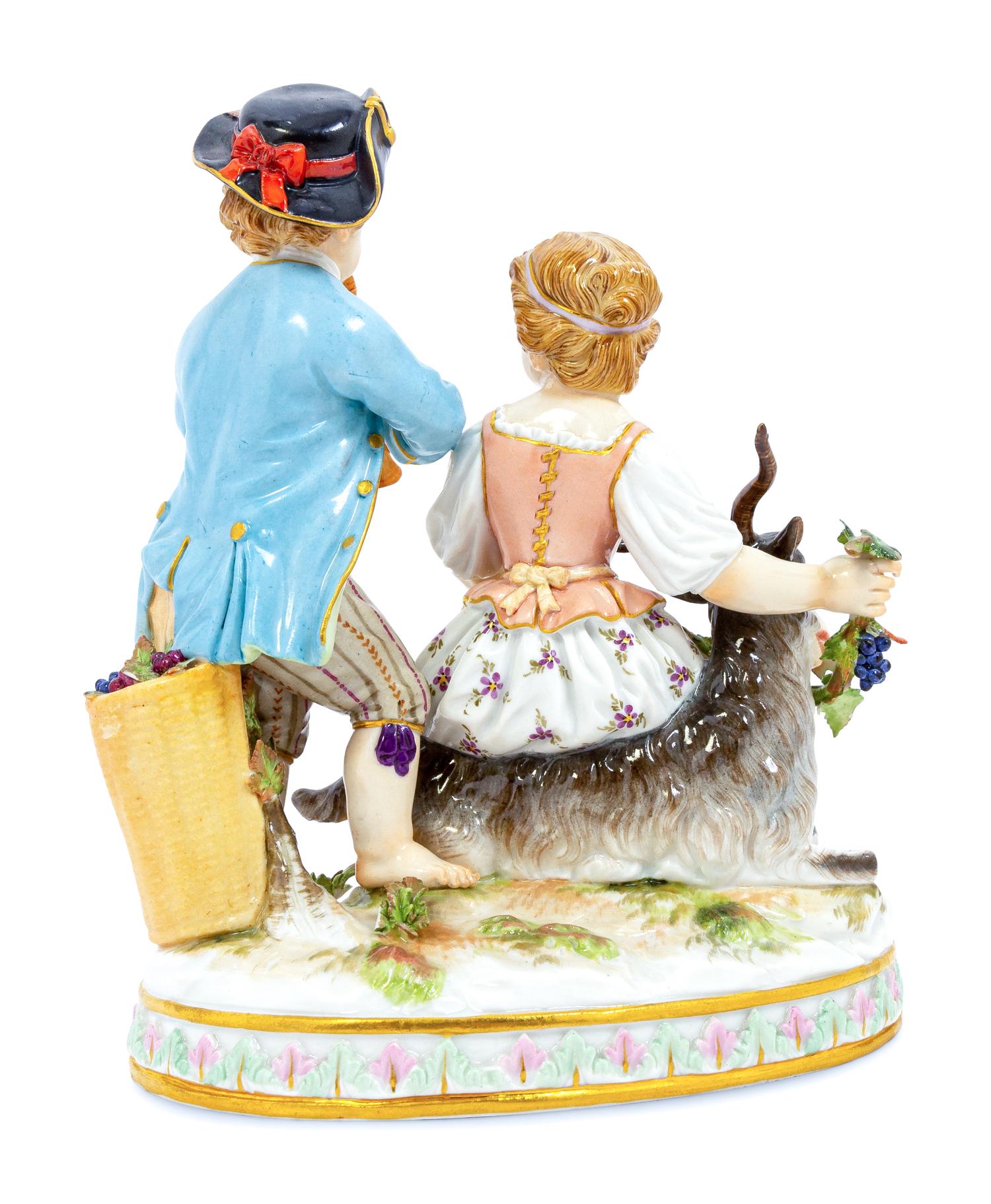 A Meissen Porcelain Group of Children with a Goat