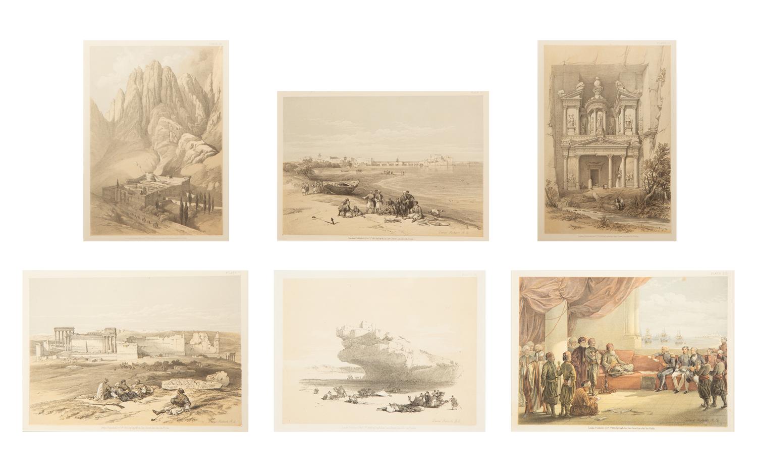 Six Tinted Lithographs After David Roberts, RA (British, 1796-1864)