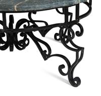 A Wrought Iron Marble-Top Coffee Table