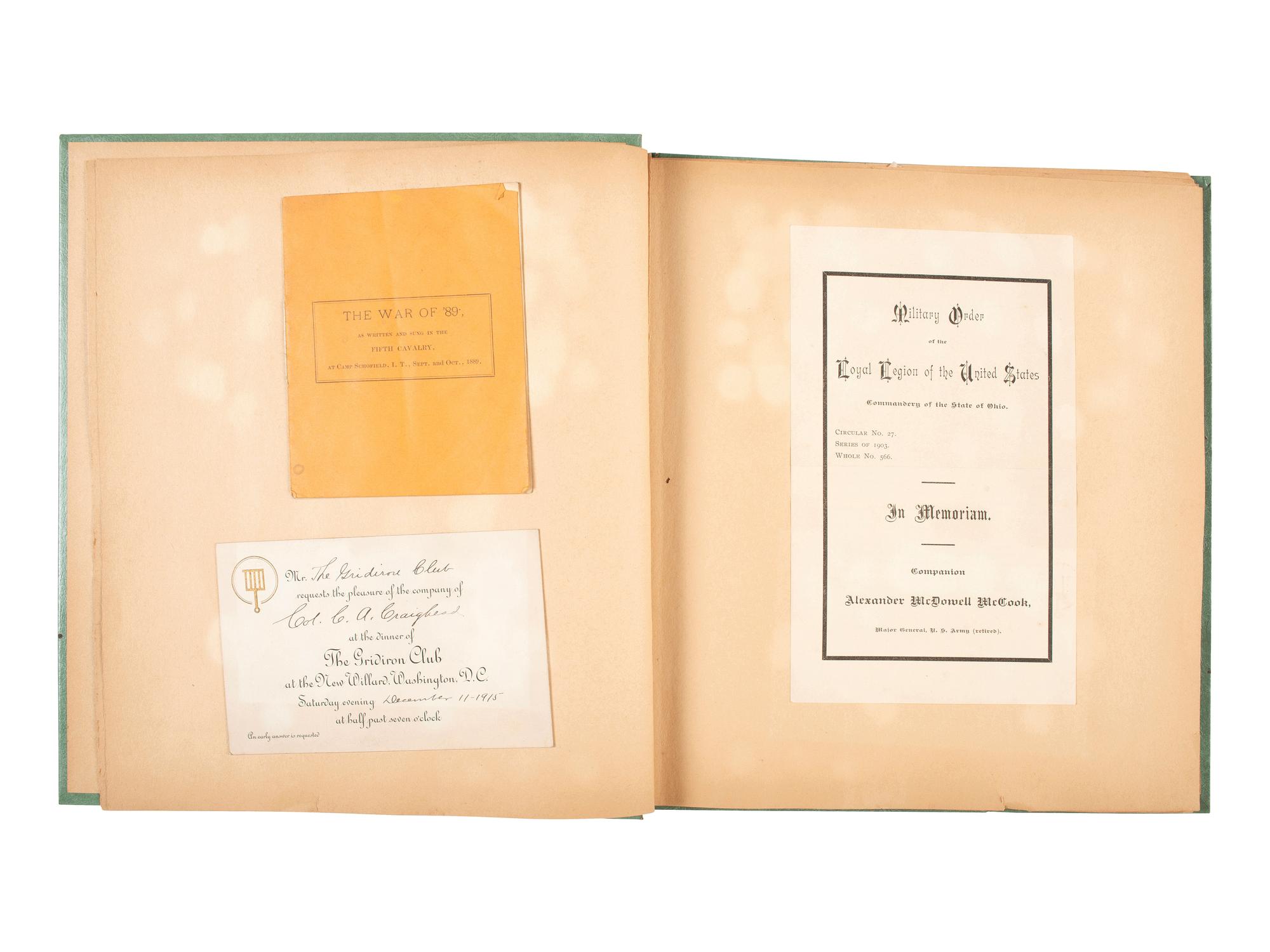 [CIVIL WAR] -- [SPANISH-AMERICAN WAR]. MCCOOK, General Alexander McDowell (1831-1903), BAKER, Lucianna McCook (1864-1923). Scrapbooks, letters, and photographs associated with the McCook family.