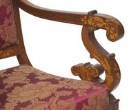 A Fine Set of Six Louis Philippe Palisander and Marquetry Fauteuils
