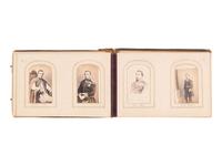 [EARLY PHOTOGRAPHY]. CDV album containing photographs of Mexican and European royalty, generals, and government officials, incl. Benito Juárez and his family.
