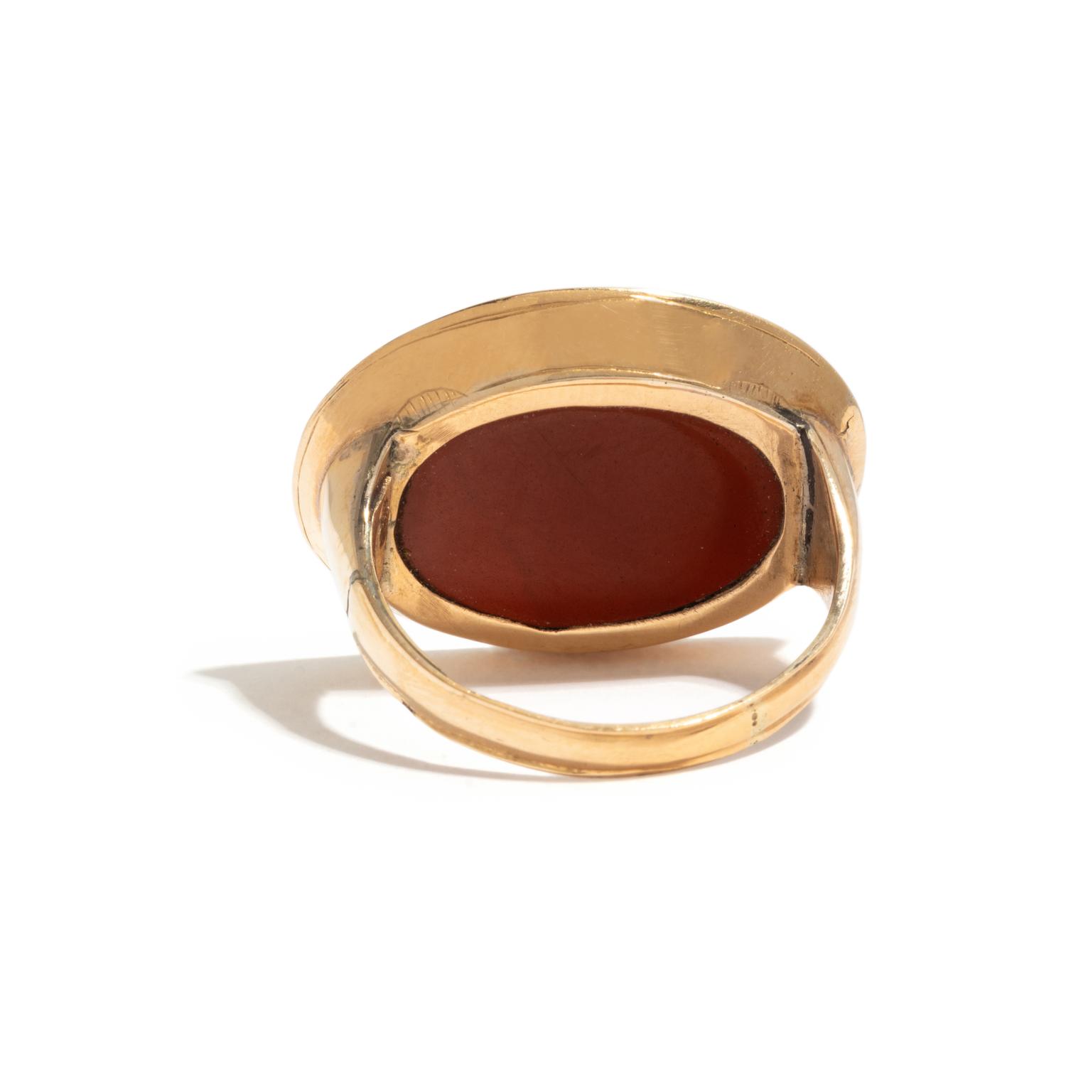 A Neoclassical Gold and Red Jasper Finger Ring with the Circus Maximus