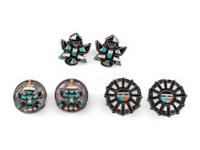 Zuni Silver and Mosaic Inlay Earrings